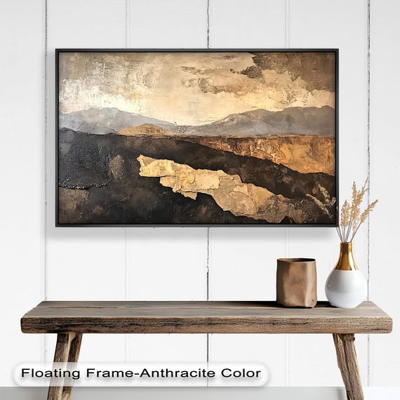 Textured Abstract Landscape, Rustic Desert Hills Scene