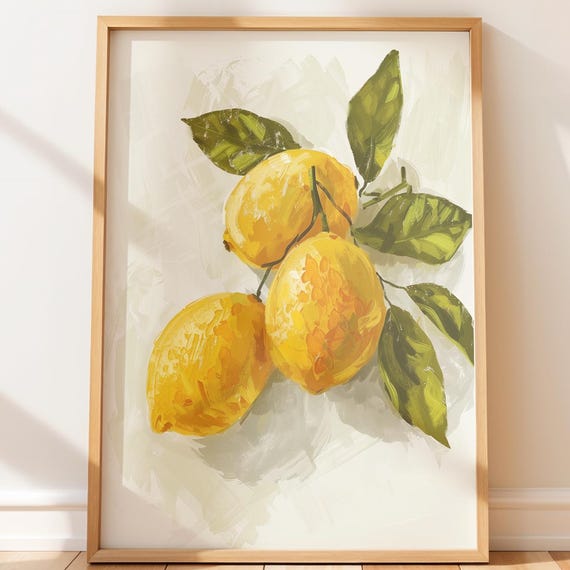 Lemon Cluster Print Watercolor Painting Fresh Kitchen Art
