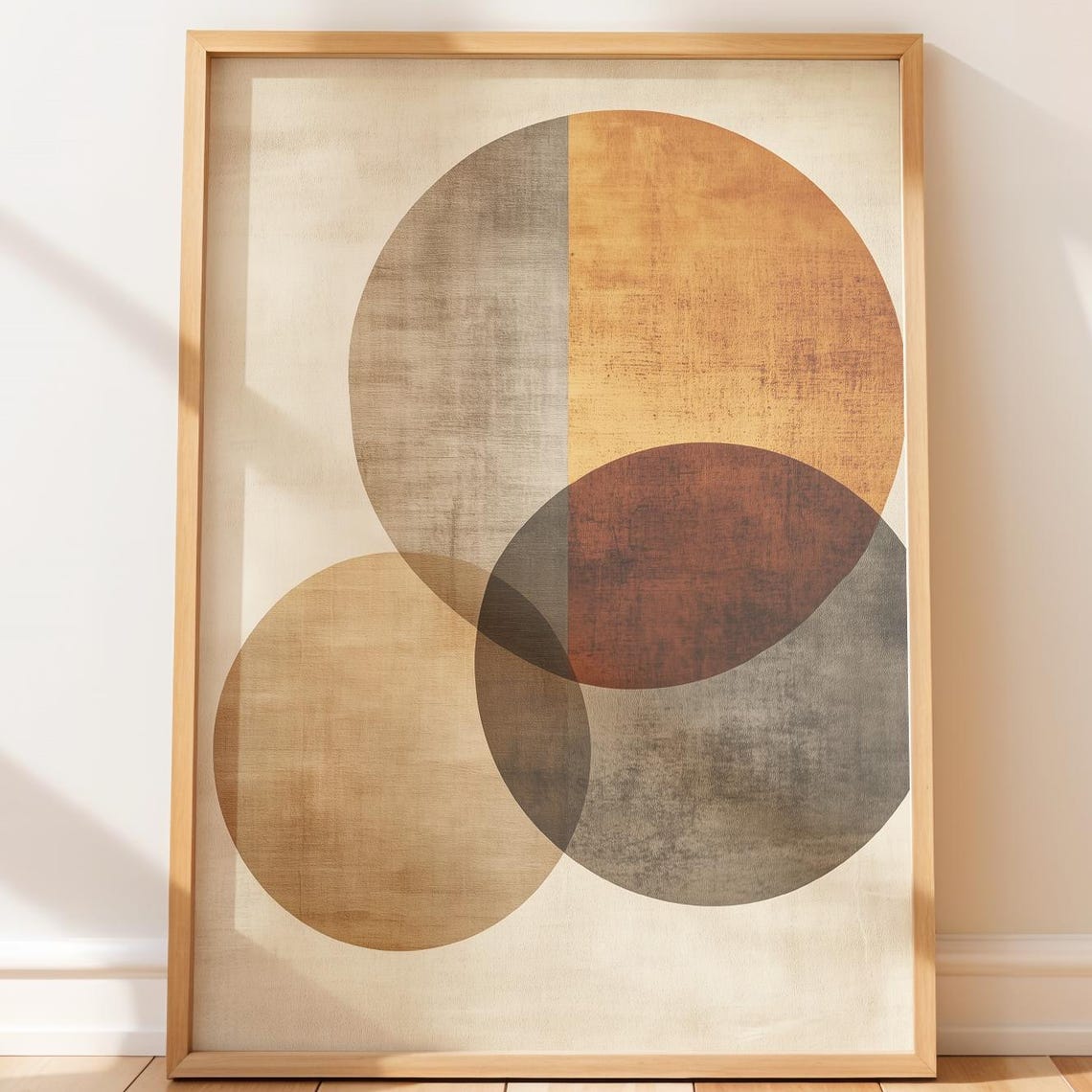 Mid Century Modern Overlapping Circles Earth Tone Abstract Poster