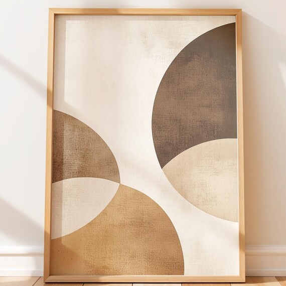Earthy Minimalist Geometric Art Print Modern Abstract Semicircles And Crescents Wabi Sabi Style Decor