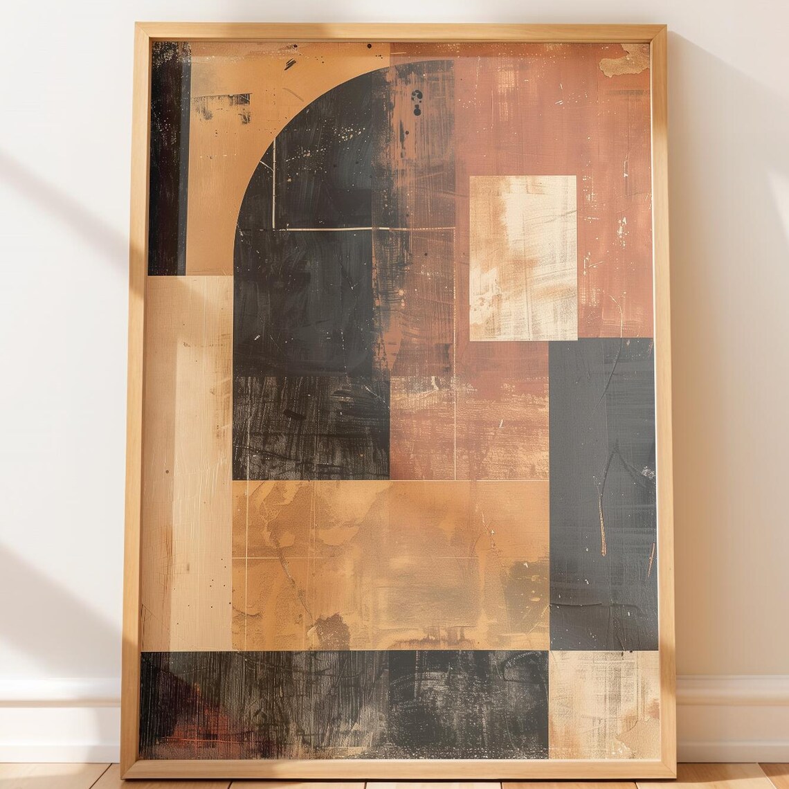 Black Arch Terracotta Geometric Textured Modern Abstract Poster