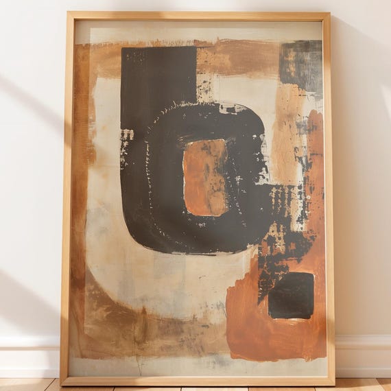 Rustic Tribal Totem Geometric Wall Art Earthy Modern Minimal Decor Warm Neutral Palette