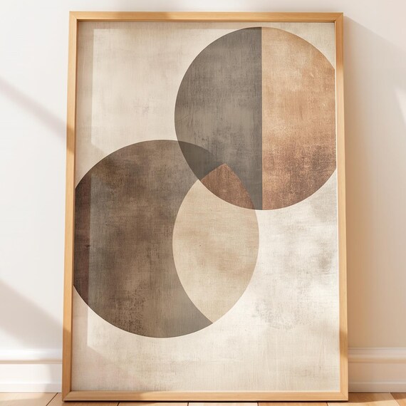 Minimalist Overlapping Circles Neutral Beige Japandi Art Poster