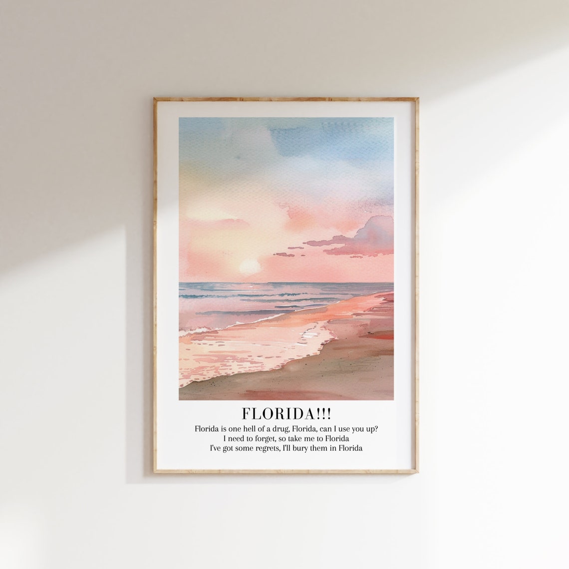 Taylor Swift Florida Sunset Beach Waves Watercolor Lyric Poster - Image 2