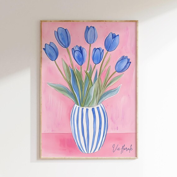 Tulip Flowers In Vase, Modern Floral Art Print