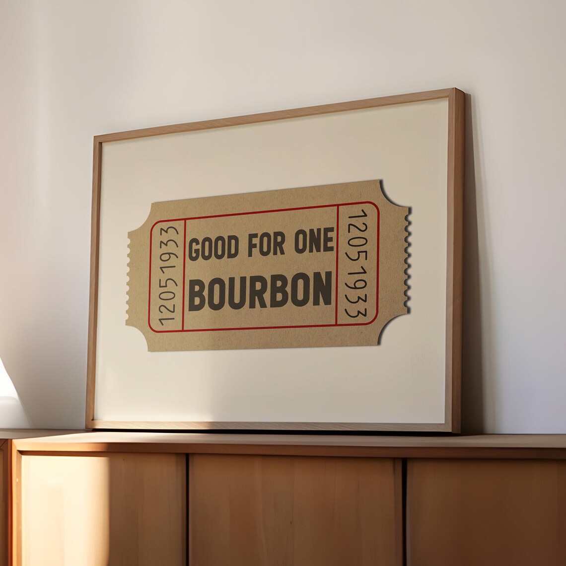 Bourbon Vintage Bar Sign Art Print, Home Bar Decor
