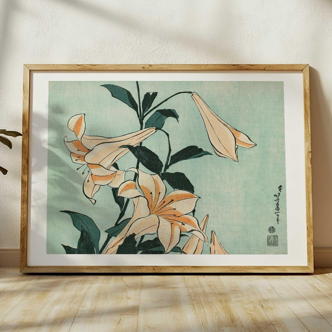 Hokusai Trumpet Lily Botanical Japanese Woodblock Ukiyo E Art Poster