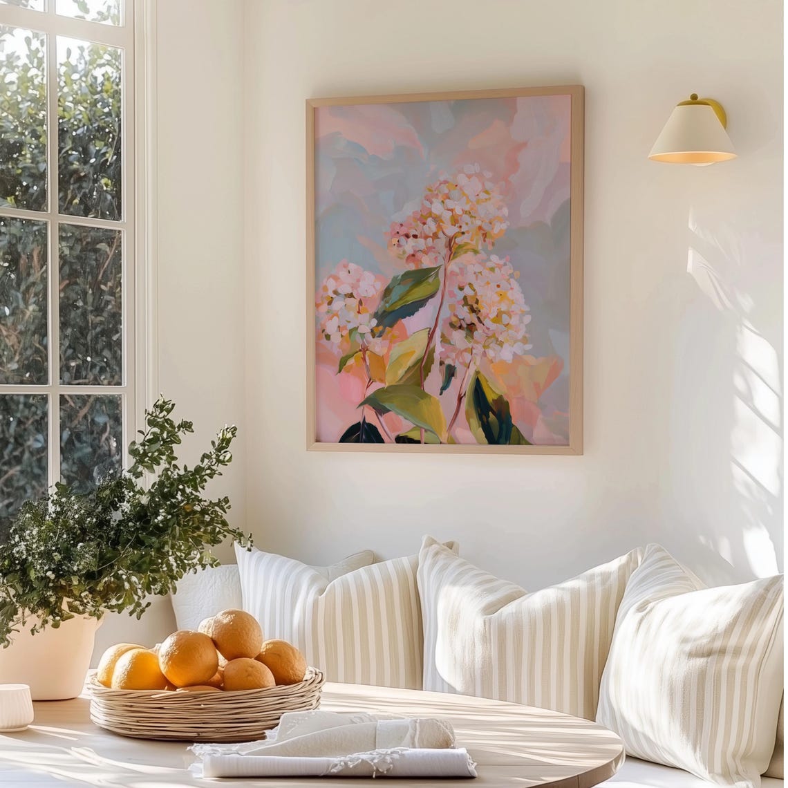Abstract Hydrangea Blush Pink Floral Pastel Botanical Art Poster