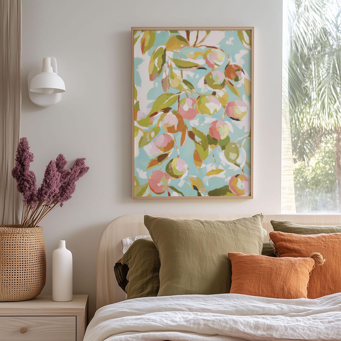 Peach Branch Art Print Coastal Kitchen Botanical Decor