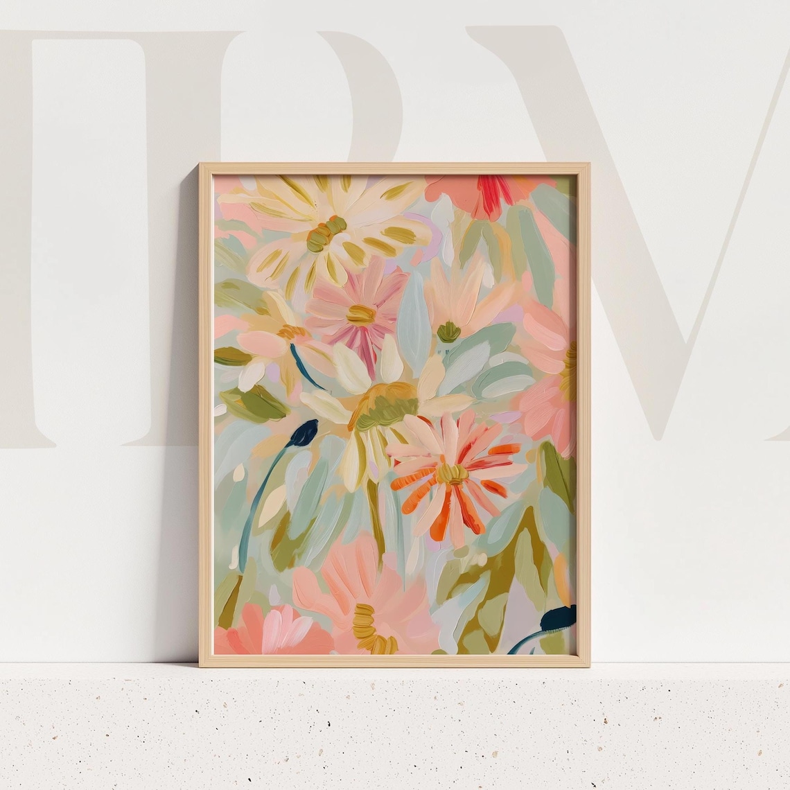 Pastel Fall Wildflowers Art Print, Botanical Decor