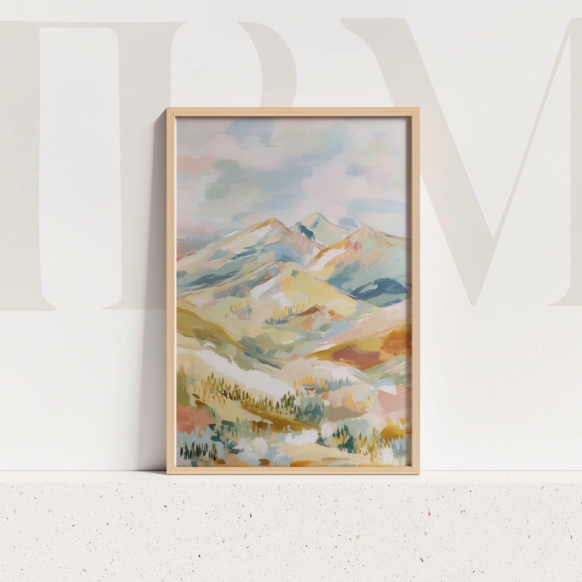 Pastel Mountain Landscape Art Print, Scenic Nature