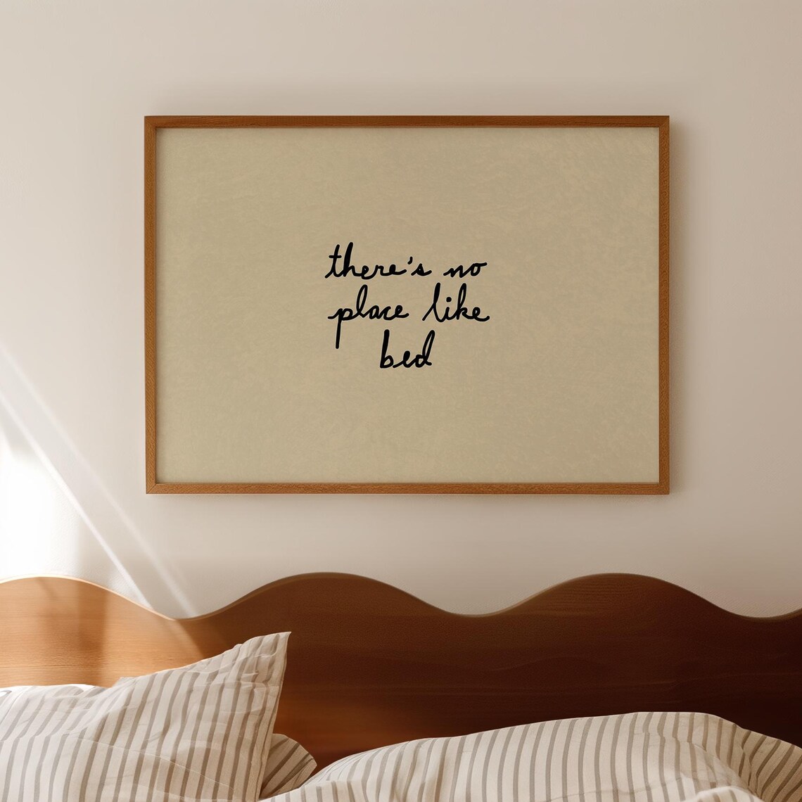 Funny Handdrawn Bed Print, Neutral Bedroom Poster