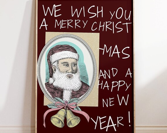 Eclectic Christmas Print Santa Clause Poster Quirky Wall Art Trendy Santa Print Cute Christmas Decor Vintage Santa 1 Print