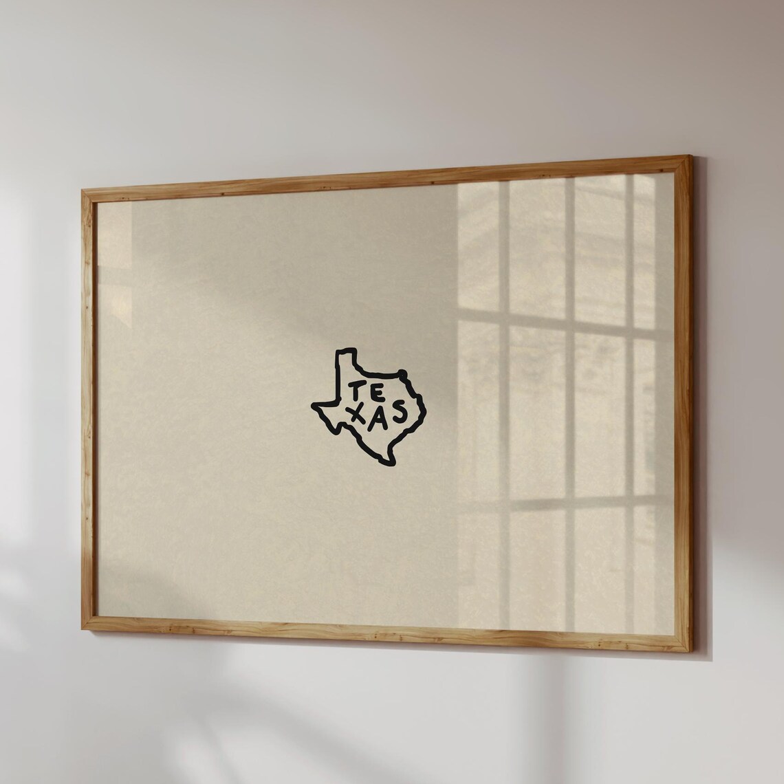 Minimalist Texas Love Art Print, Handdrawn Poster