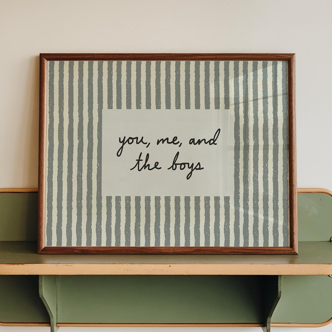 You Me And The Boys Retro Striped Art Print