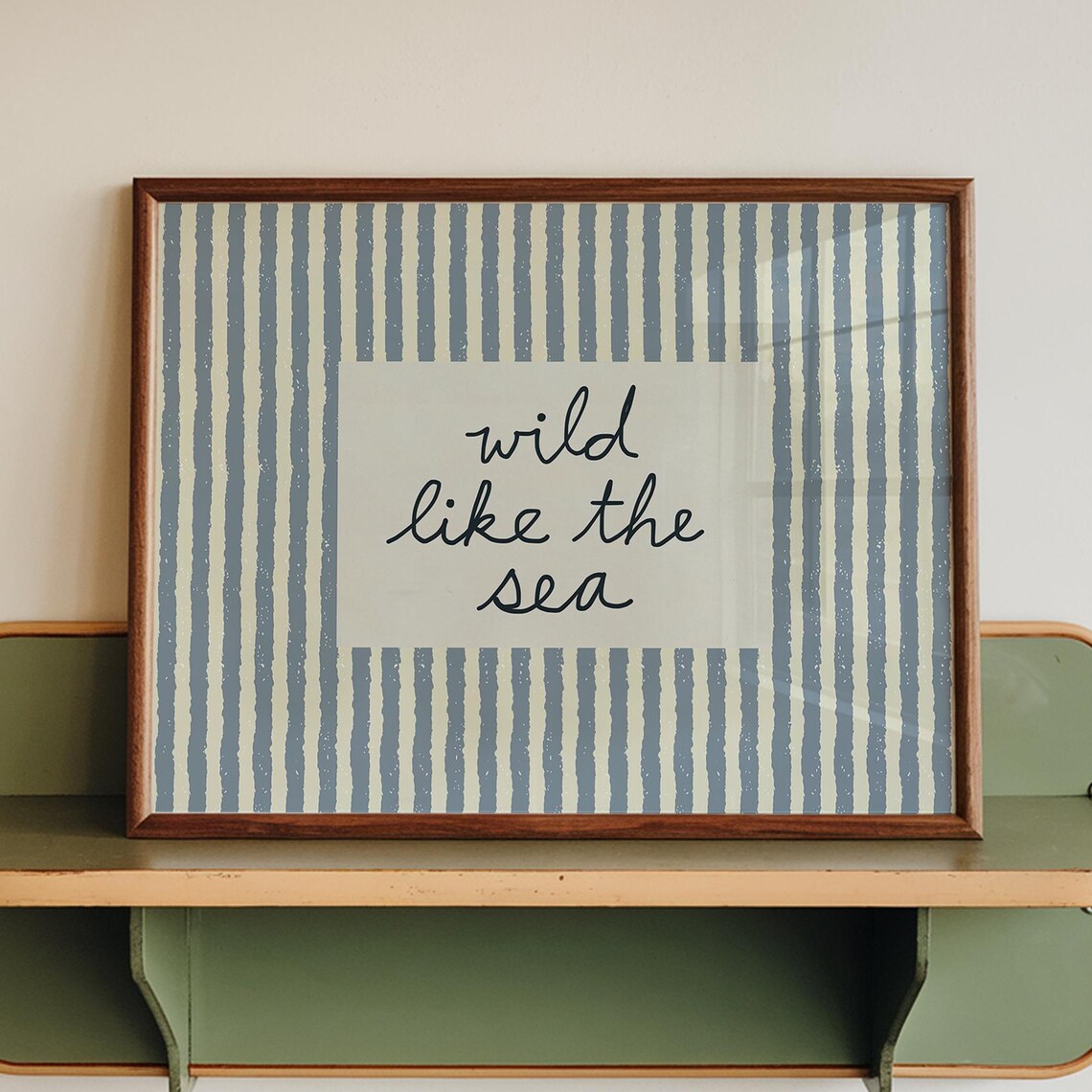 Wild Like The Sea Retro Striped Beach House Art Print