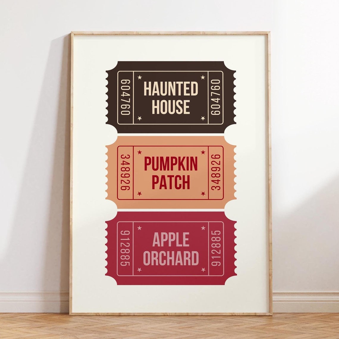 Autumn Ticket Stub Set Haunted House Pumpkin Patch Fall Poster