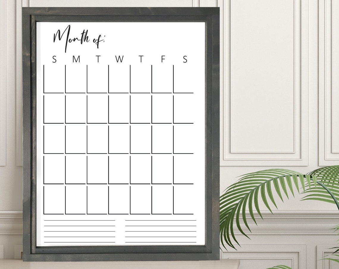 Custom Vertical Dry Erase Wall Calendar Framed Family Planner Poster