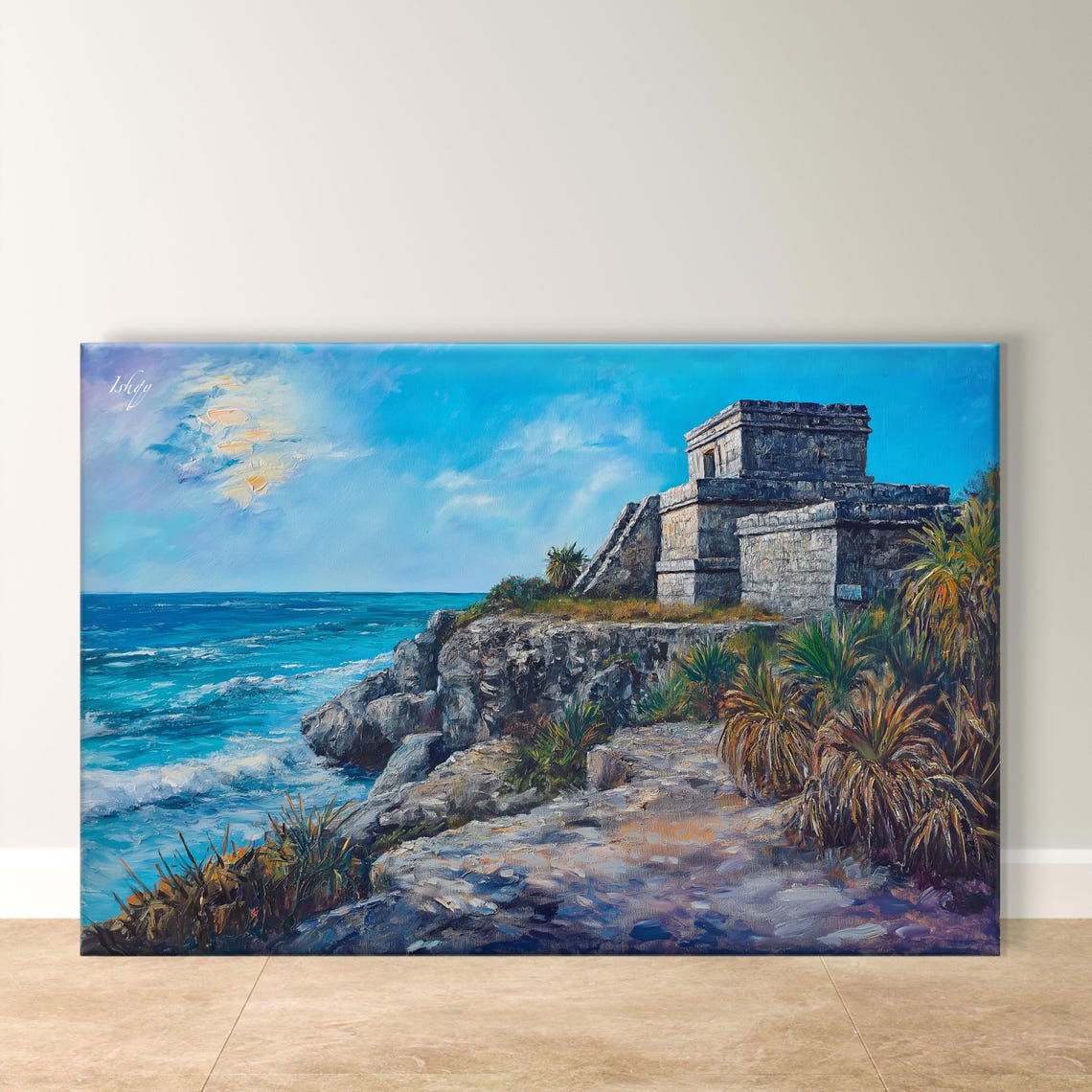 Tulum Ruins Clifftop Caribbean Sea Temple Ancient Maya Poster