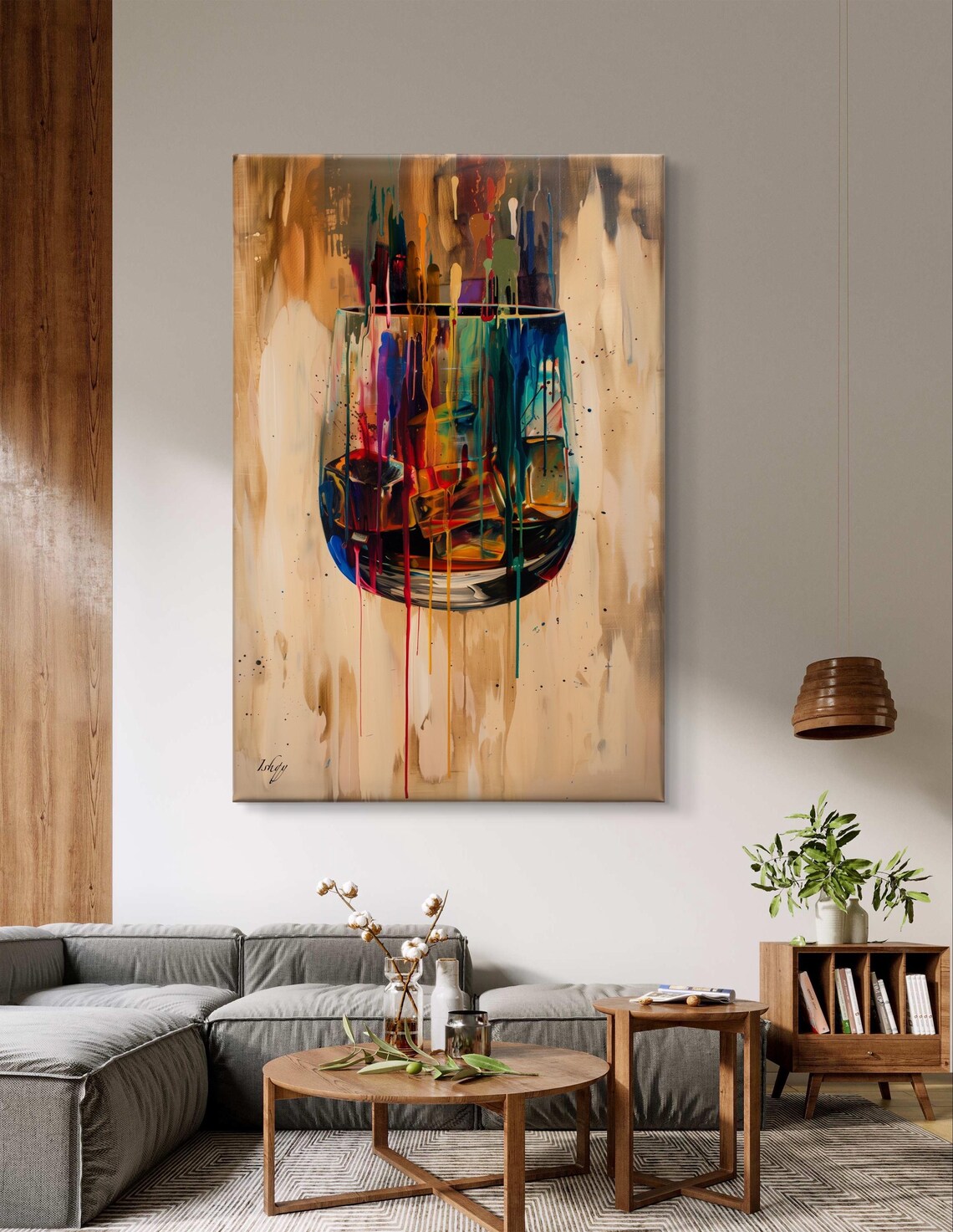 Abstract Whiskey Glass Vibrant Color Drip Modern Bar Art Poster - Image 7