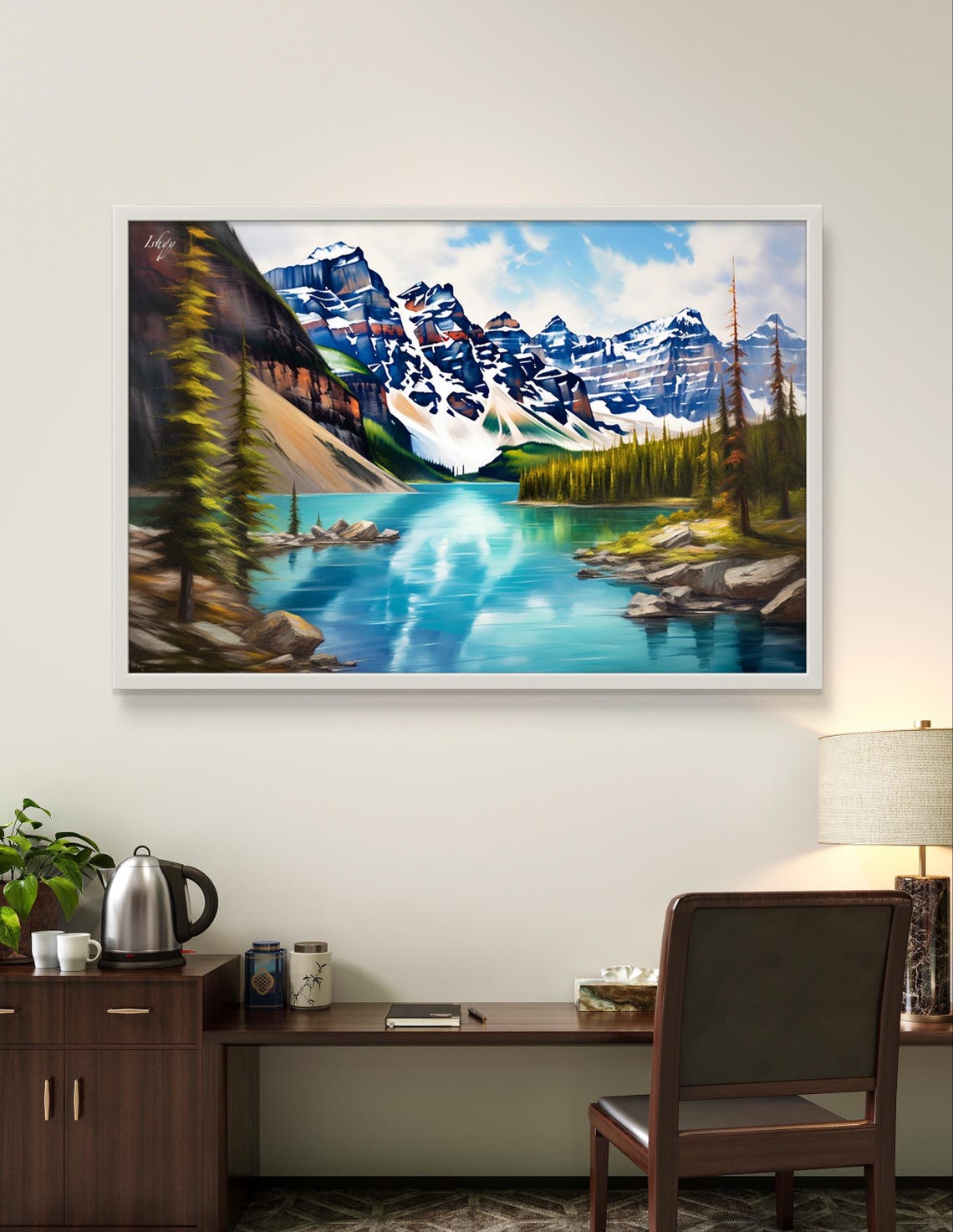 Moraine Lake Art Framed Canada Decor Vibrant Lake Print Scenic Landscape Art Nature Wall Decor Living Room Art Outdoor Travel Wall Art - Image 4