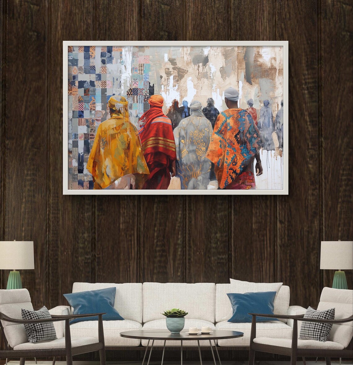 Berber People in Colorful Traditional Robes Walking Art Poster - Image 2