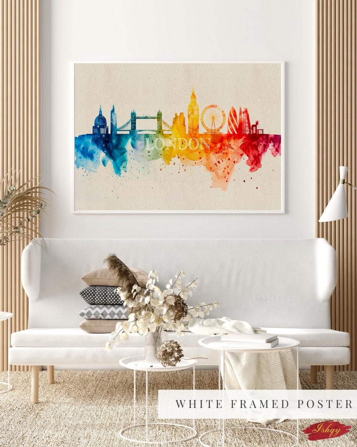 London Watercolor Skyline with Big Ben Tower Bridge Landmarks Poster - Image 5
