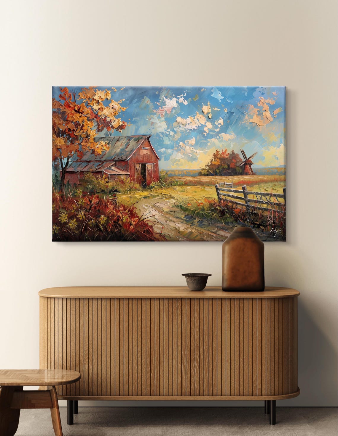 Red Barn Autumn Countryside Farm Landscape Harvest Scene Poster - Image 7