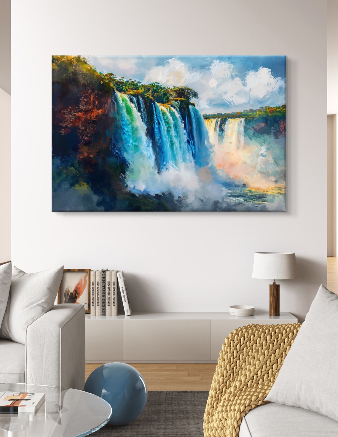 Iguacu Falls Thundering Waterfall in Tropical Mist Painting Poster - Image 4