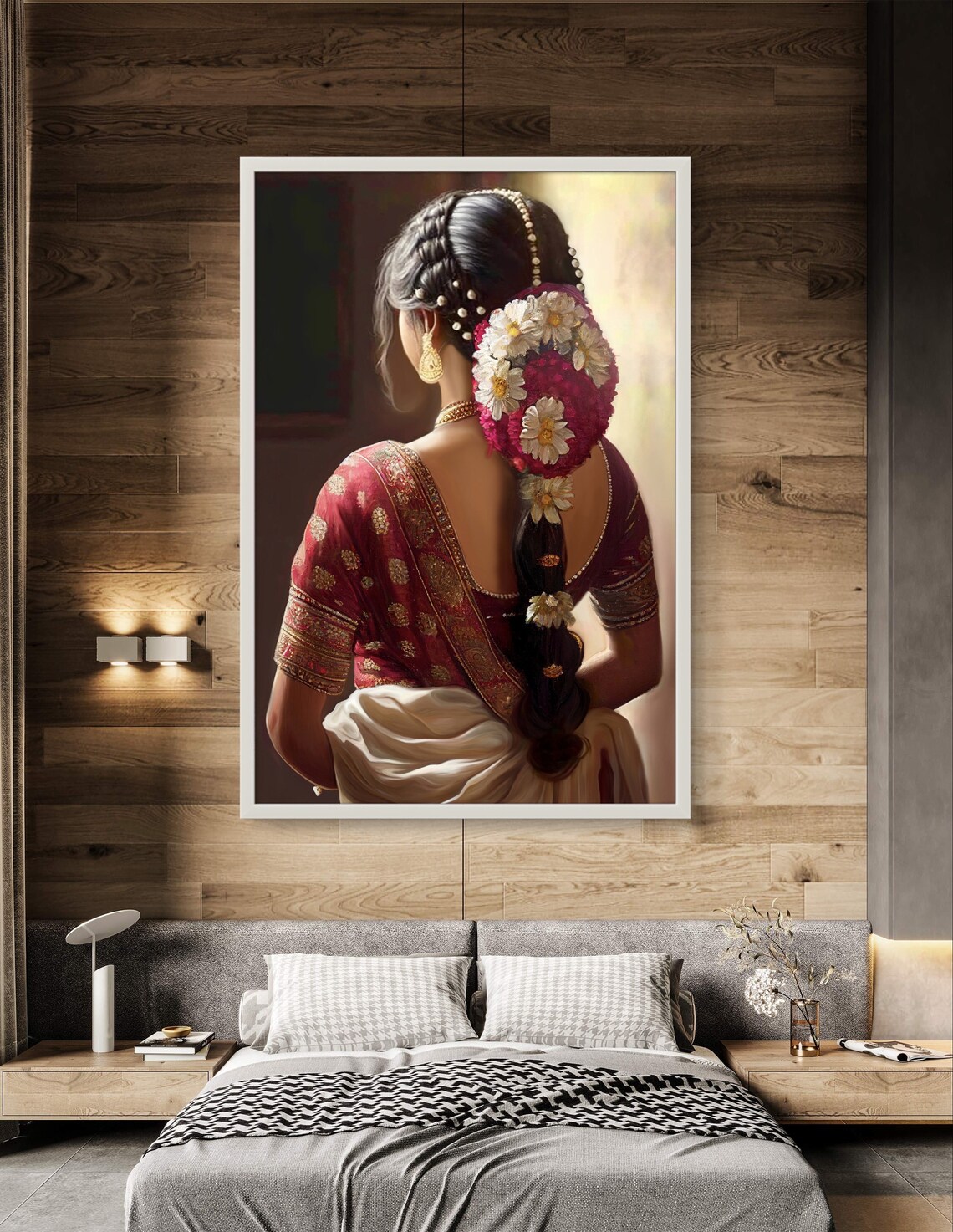 South Indian Woman With Jasmine Braid Saree Portrait Heritage Poster - Image 4