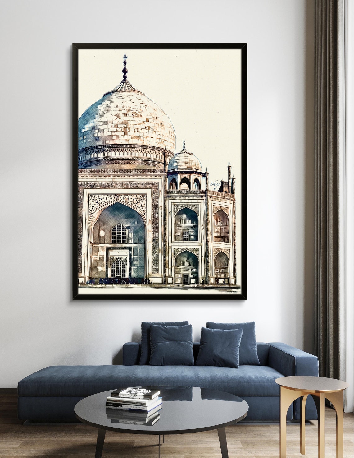 Taj Mahal White Marble Dome Minimalist Ink Sketch Decor Poster - Image 2