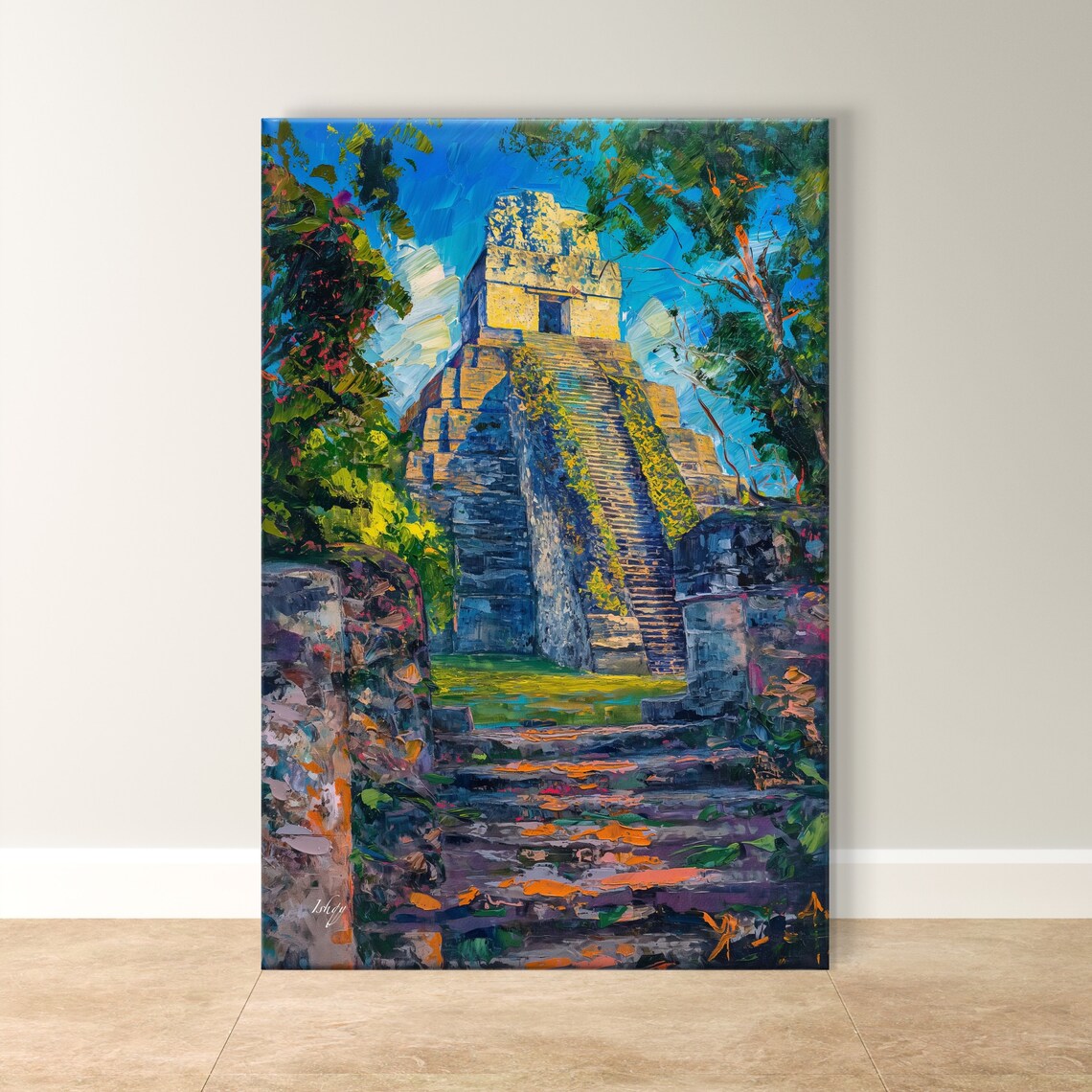 Tikal Mayan Temple Jungle Ruins Guatemala Ancient Heritage Art Poster