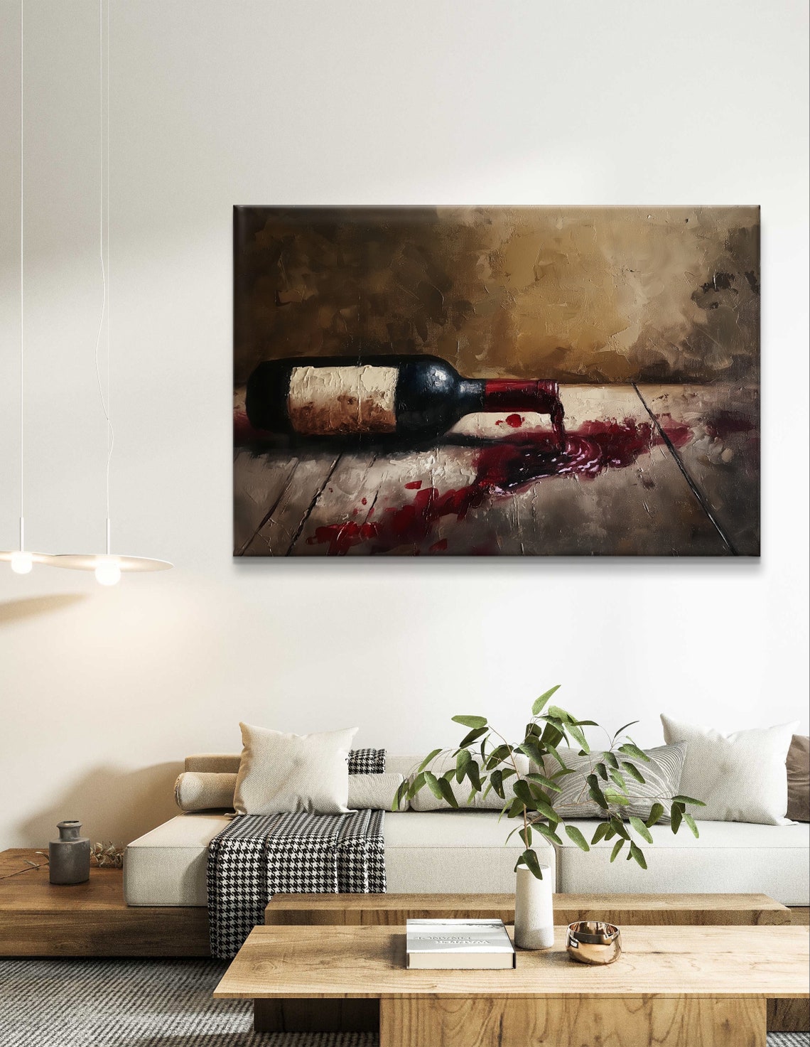 Toppled Wine Bottle Spilling Red Wine Rustic Kitchen Decor Art Poster - Image 6