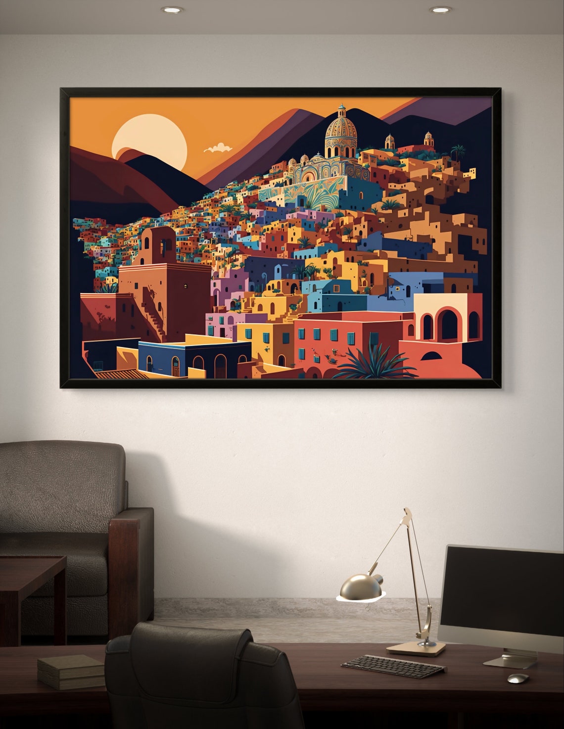 Sunset Over Guanajuato Colorful Hillside Cityscape Mexico Poster - Image 3
