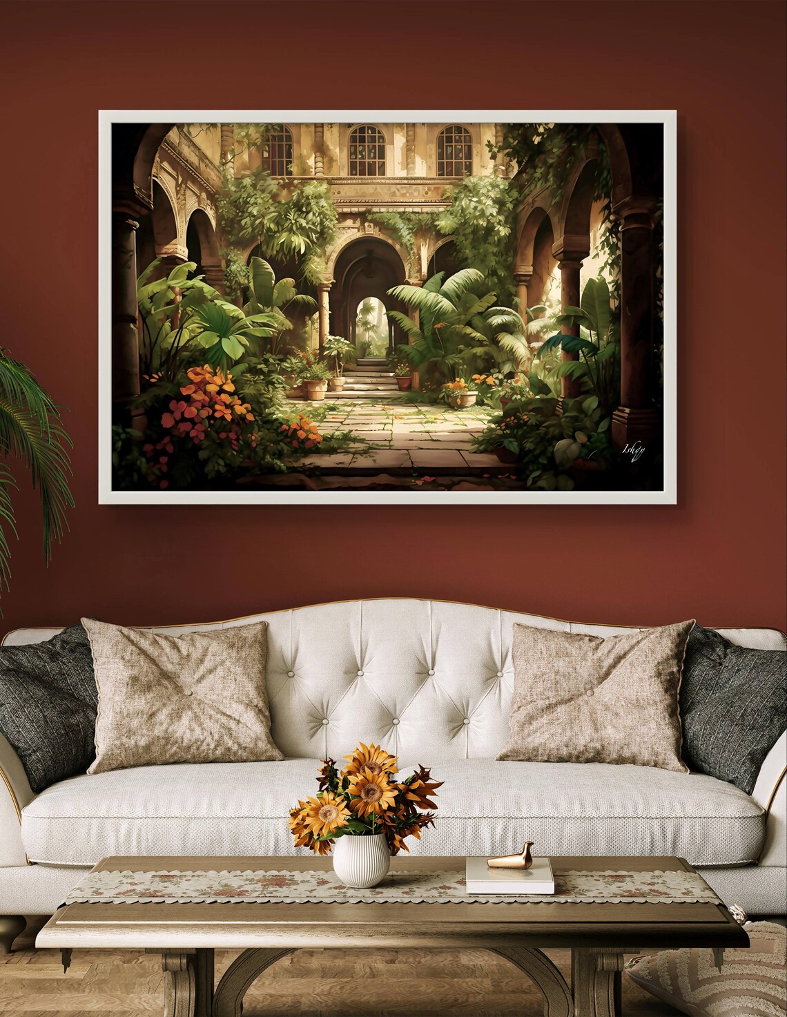 Indian Courtyard Traditional Painting Art Print - Image 3