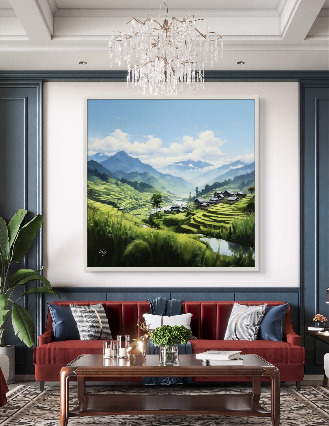 Emerald Vietnam Rice Terraces Mountain Valley Landscape Poster - Image 3