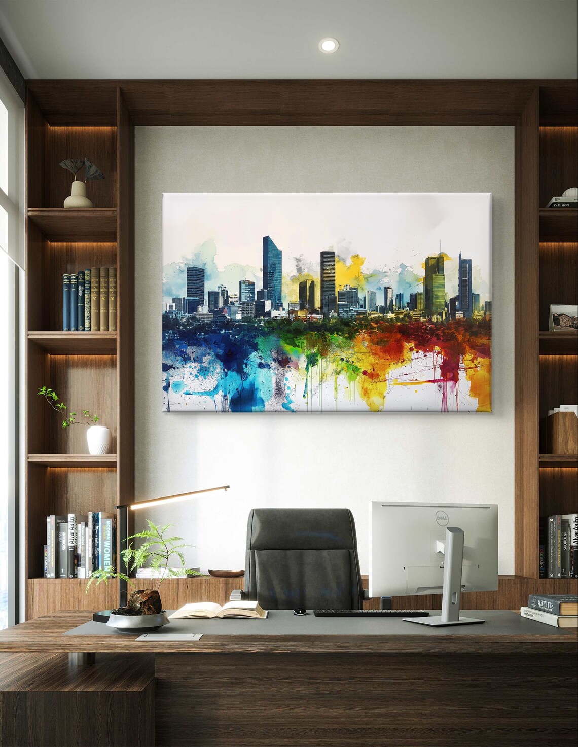 Mexico City Skyline Rainbow Watercolor Urban Cityscape Art Poster - Image 5