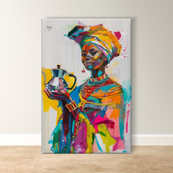 Ethiopian Woman Art Bold Cultural Portrait Vibrant African Wall Art Modern Decor Piece Colorful Heritage Print Unique Home Gift