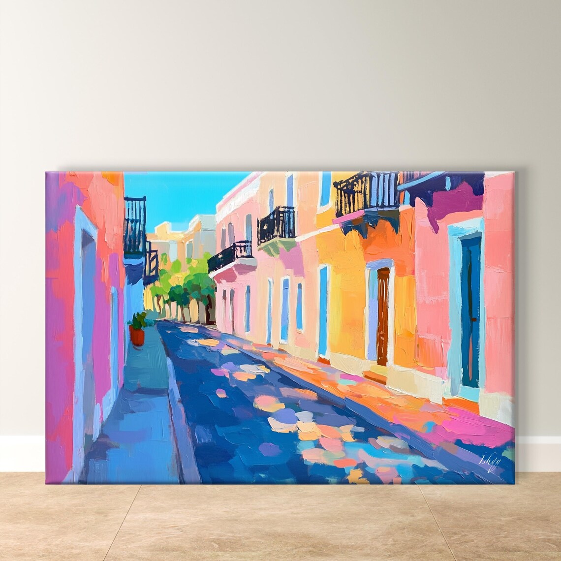 Old San Juan Colorful Colonial Street Cobblestone Lane Poster