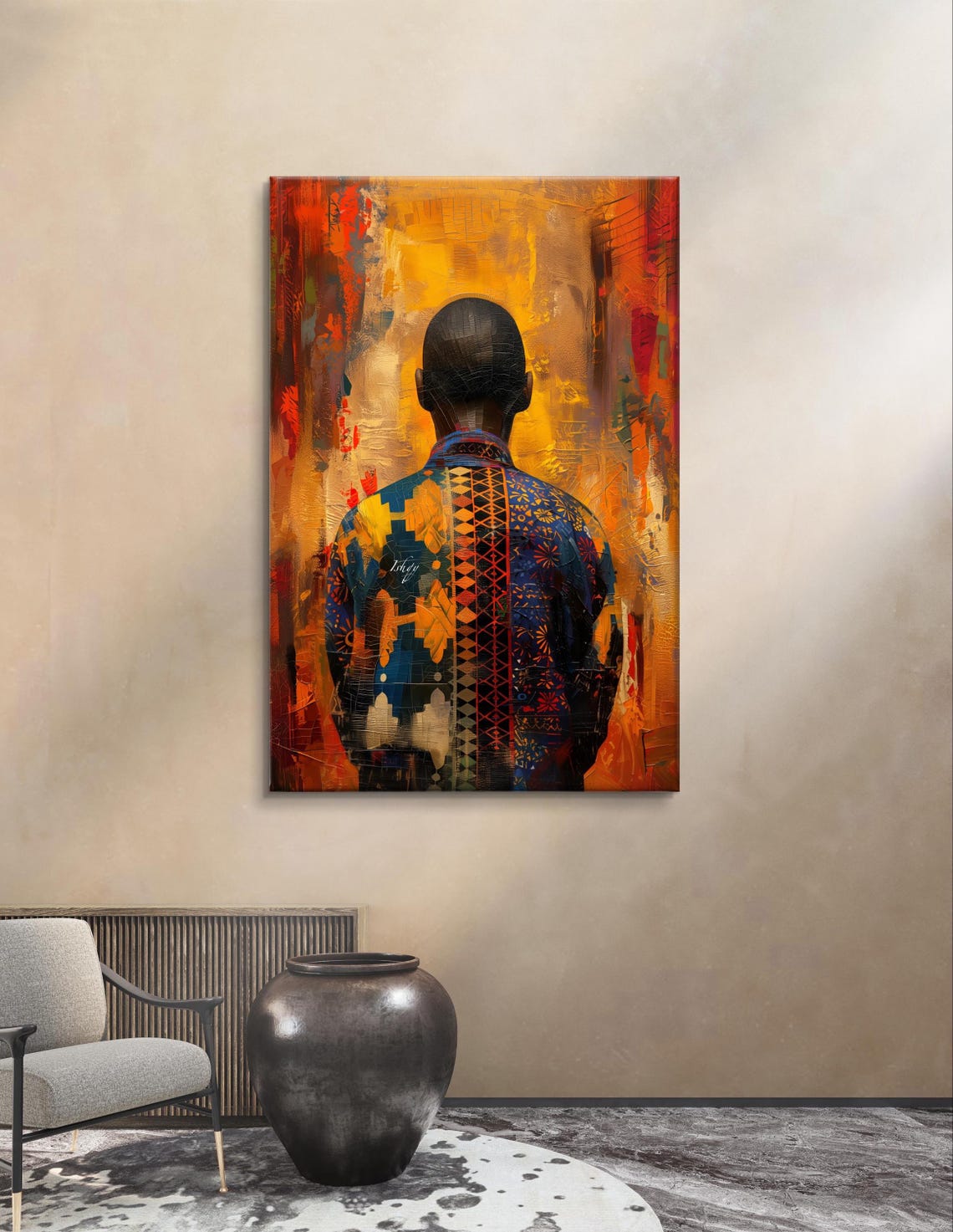 West African Man Dashiki Back Portrait Golden Warm Heritage Poster - Image 6