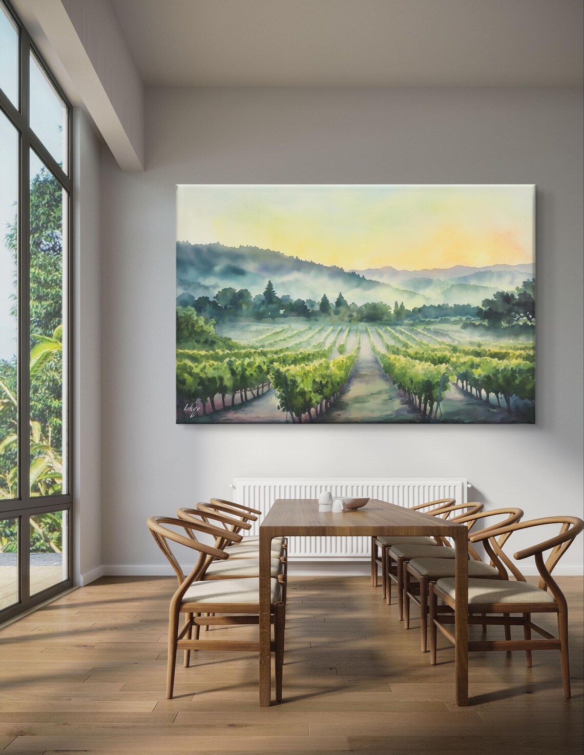 Napa Valley Vineyard Morning Mist Soft Watercolor Wine Poster - Image 5