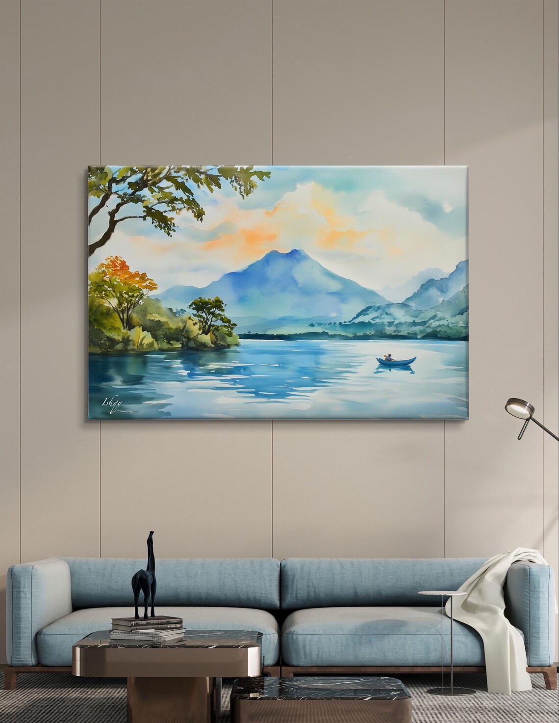 Coatepeque Lake El Salvador Volcano Calm Watercolor Travel Poster - Image 6