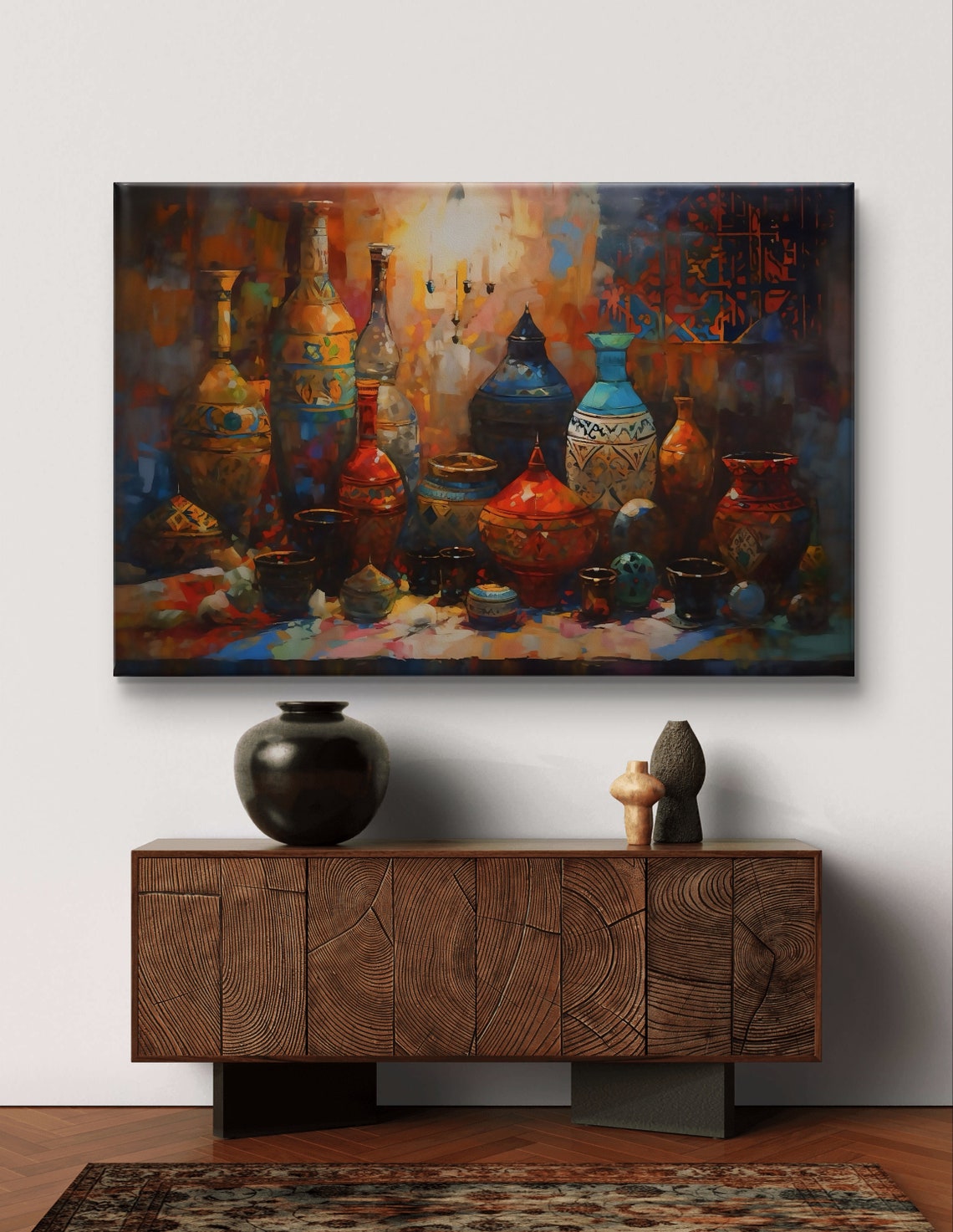 Moroccan Pottery and Vases Warm Still Life Art Home Decor Poster - Image 5