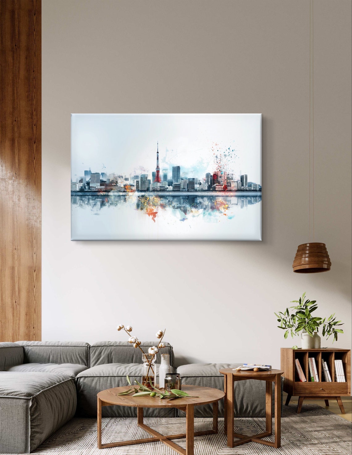 Tokyo Tower Skyline Watercolor Reflection Modern Cityscape Art Poster - Image 6