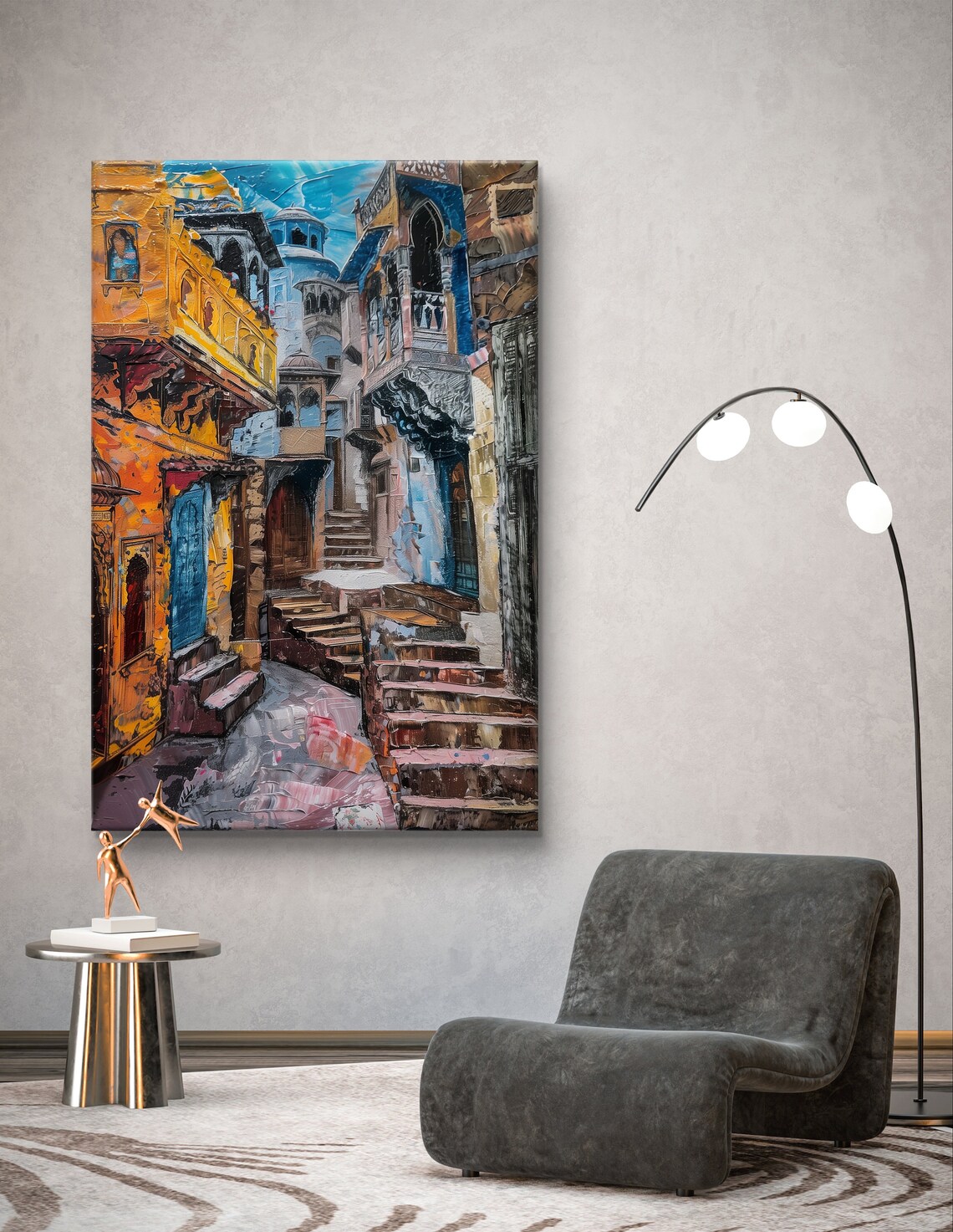 Jodhpur City Art Framed Indian Decor Blue City Wall Art Colorful Cityscape Cultural Wall Art Framed City Living Room Decor - Image 4