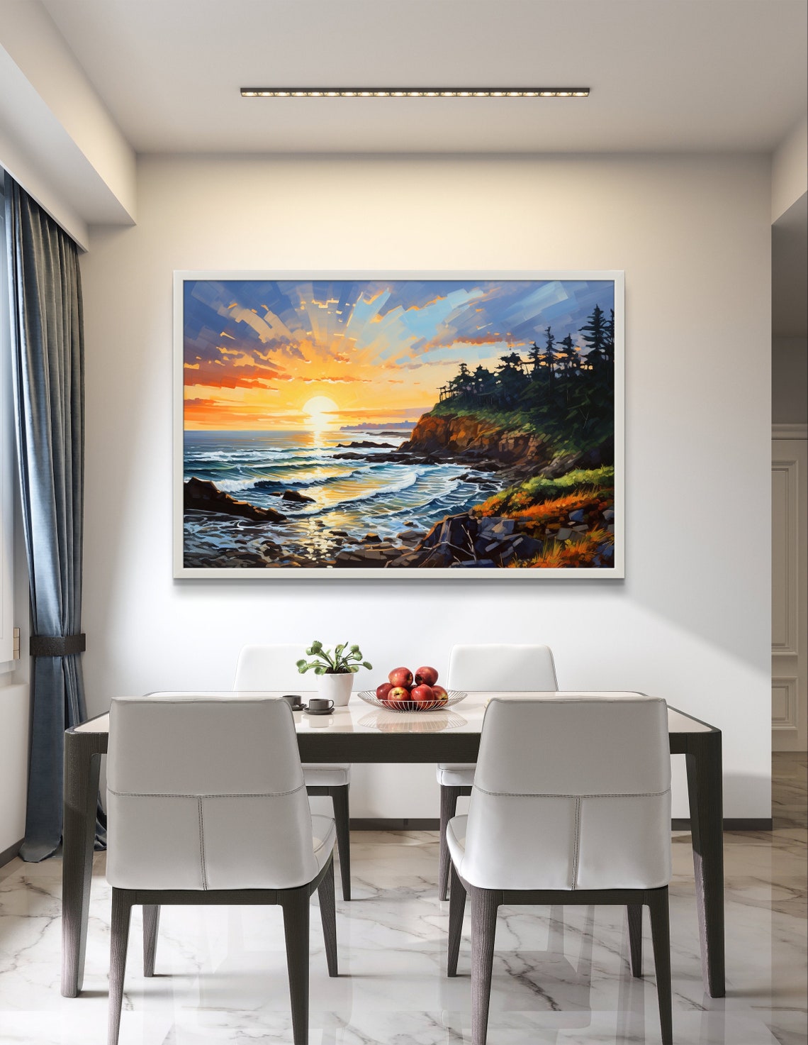 Oregon Coast Sunset Cliffs Pine Trees and Crashing Waves Poster - Image 3