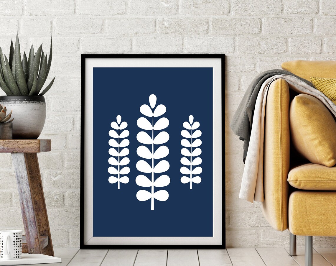 Mid-Century Modern Geometric Flower Art Print - Image 3