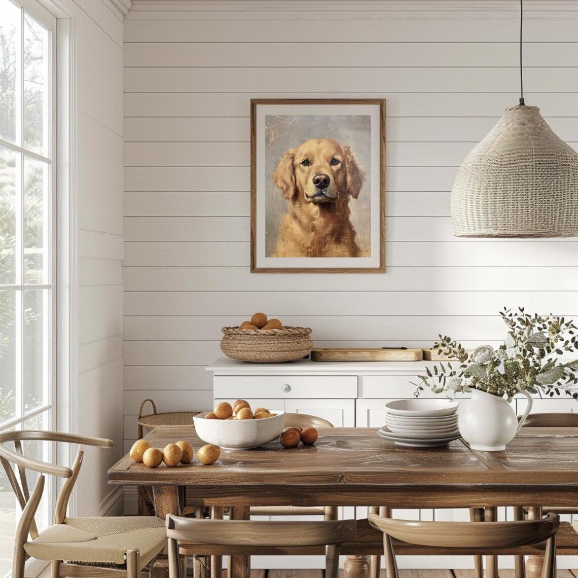 Golden Retriever Portrait In Vintage Oil Painting Style Dog Poster - Image 2