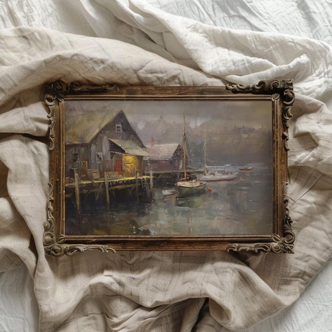 Moody Boat Harbor Print Alaska Fishing Village Painting Wall Art For Cabin Decor Rustic Fishing Wall Art Sitka Alaska Wall Art - Image 4