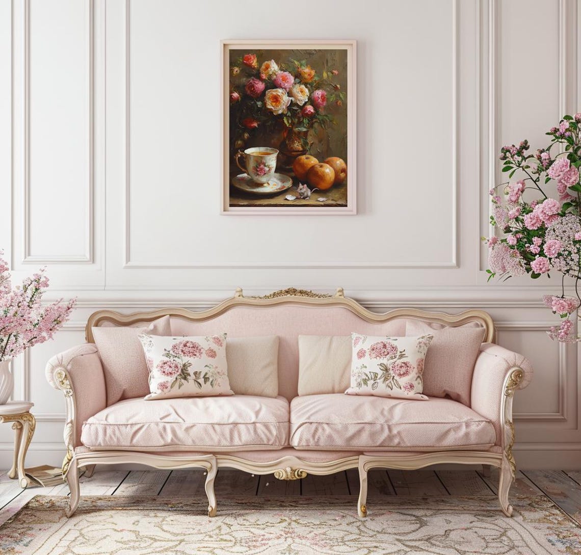 Victorian Teacup with Roses Apples and a Little Mouse Poster - Image 3